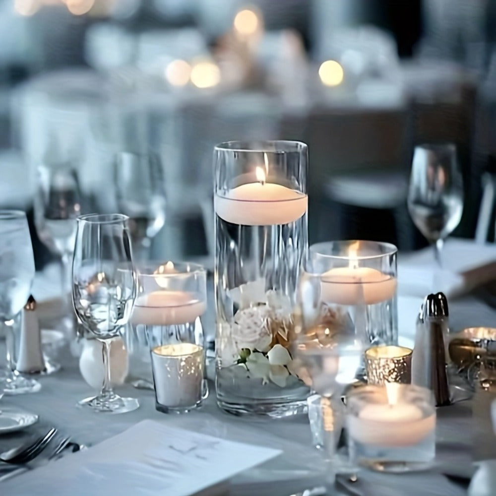 White Floating Candles 24 Pack 3 Inch | Unscented Clean Burn 8-12 Hours | Pool Candles for Wedding Anniversary Valentine's Day Romantic Dinner Home Decor Table Centerpiece