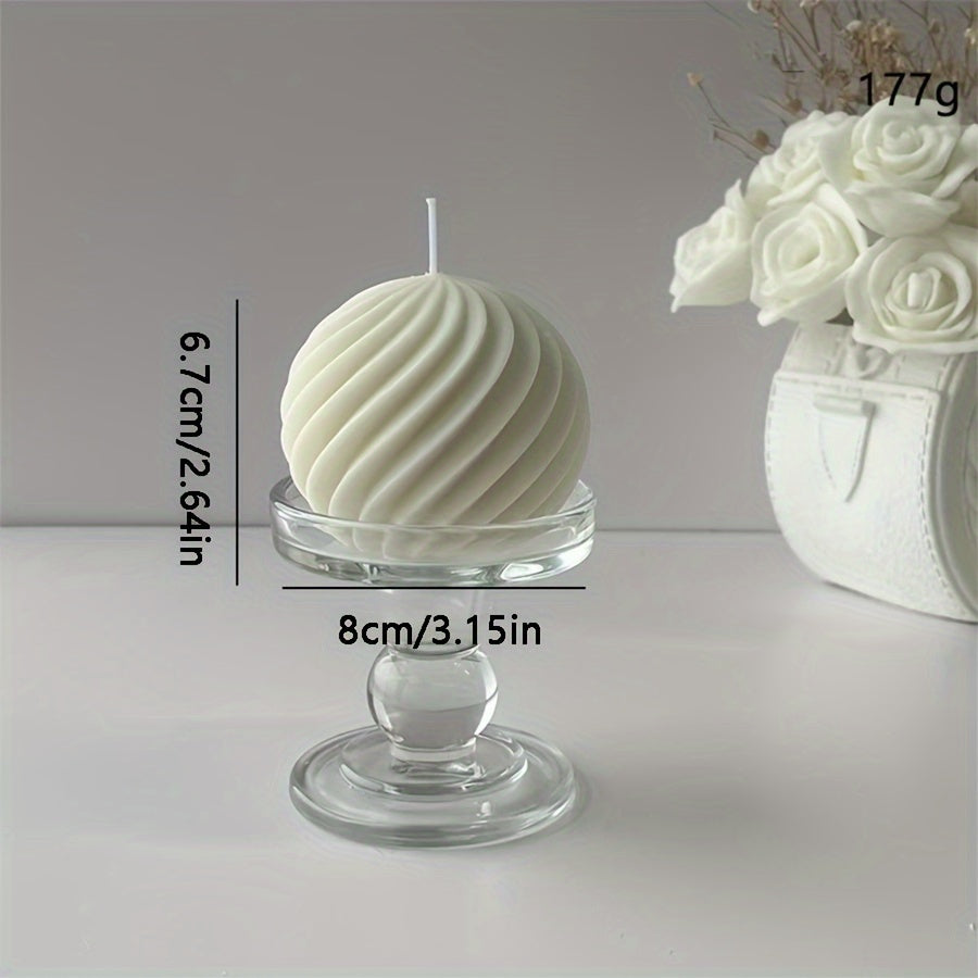 Scented Candle Wave Sphere Ball - Sandalwood & French Vanilla Fragrance, Geometric Home Decor Candle for Valentine's Day, Christmas & Special Occasions