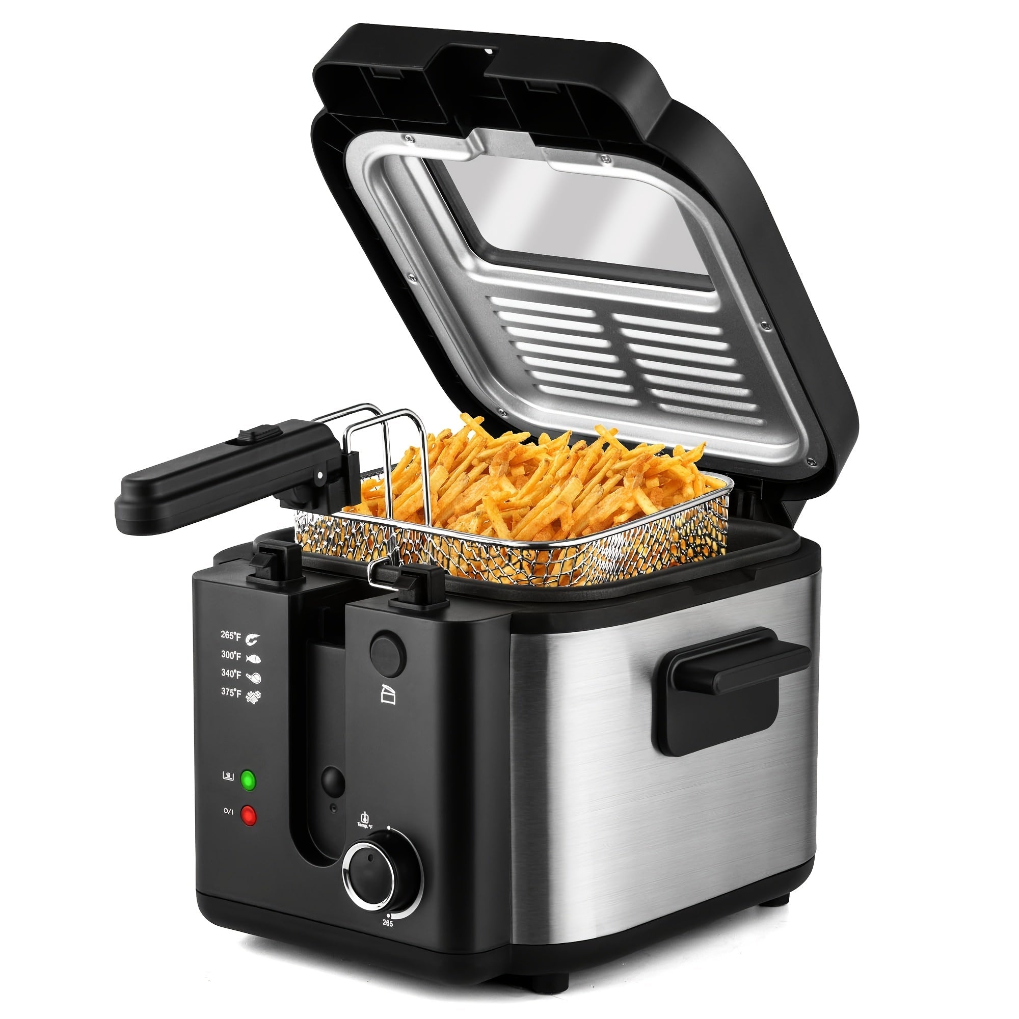 Deep Fryer Stainless Steel Large Capacity with Adjustable Temperature Control - 304 Stainless Steel Oil Fryer with Viewing Lid Cool-Touch Handles Easy Clean Basket, 5 Size Options 1.5L to 6L for Home Kitchen