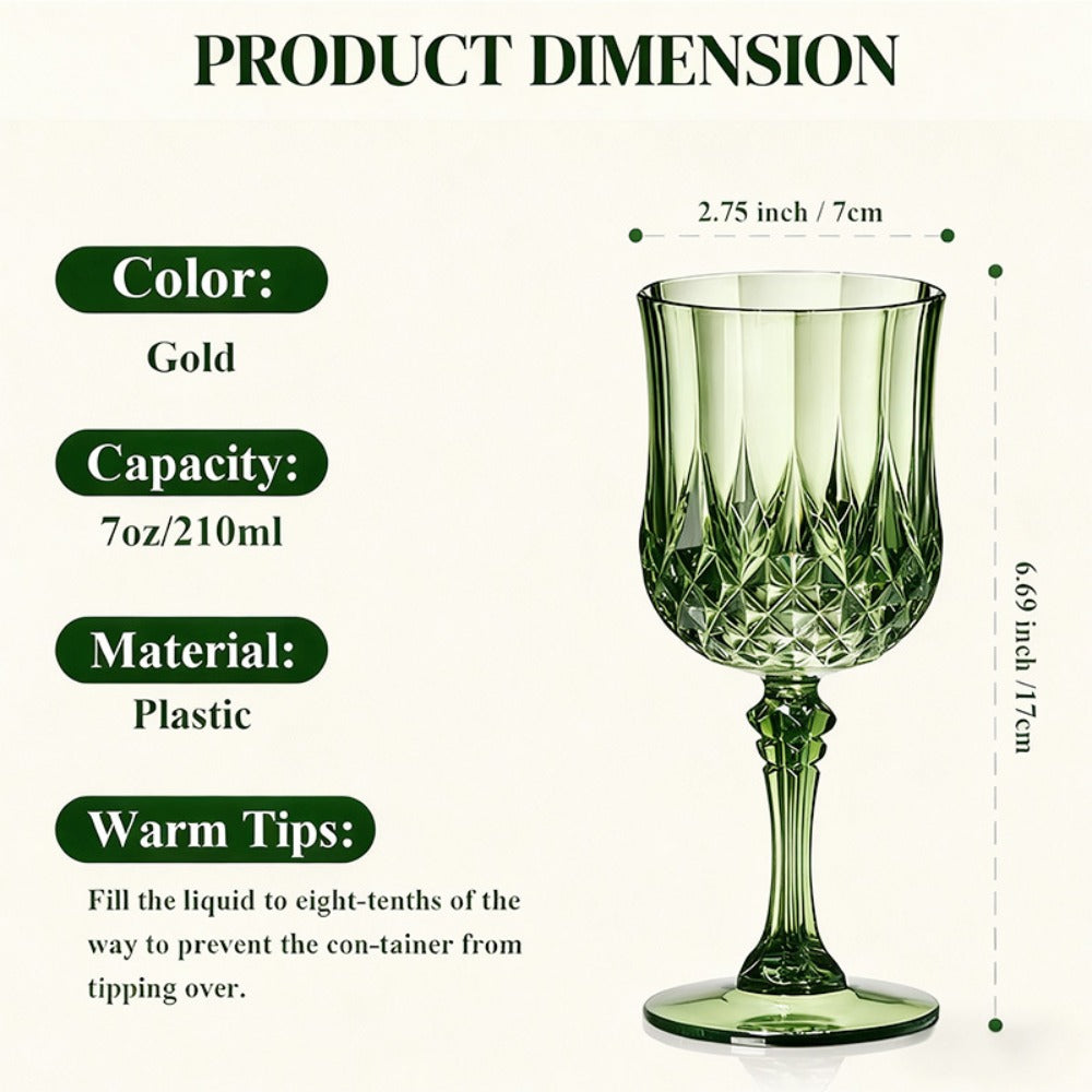 Plastic Crystal Champagne Goblets 48pcs Shatterproof Stackable 7oz Reusable Wine Glasses for Wedding Party Christmas Halloween Elegant Vintage Tableware Drink Cups