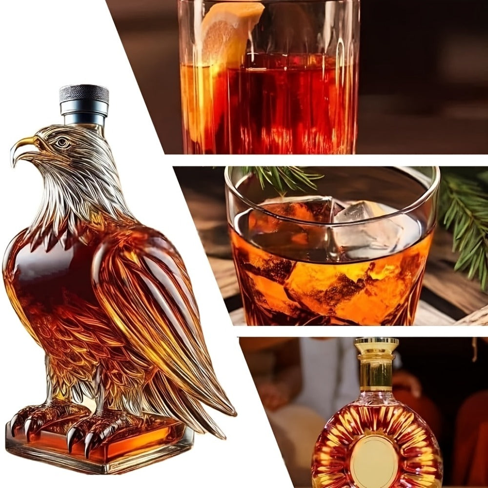 Eagle Shaped Whiskey Decanter with Wings Base ¨C Elegant Animal Model for Home Bar Decor, Dining Table Centerpiece, Wine & Spirits Presentation, Collectible Gift for Special Occasions