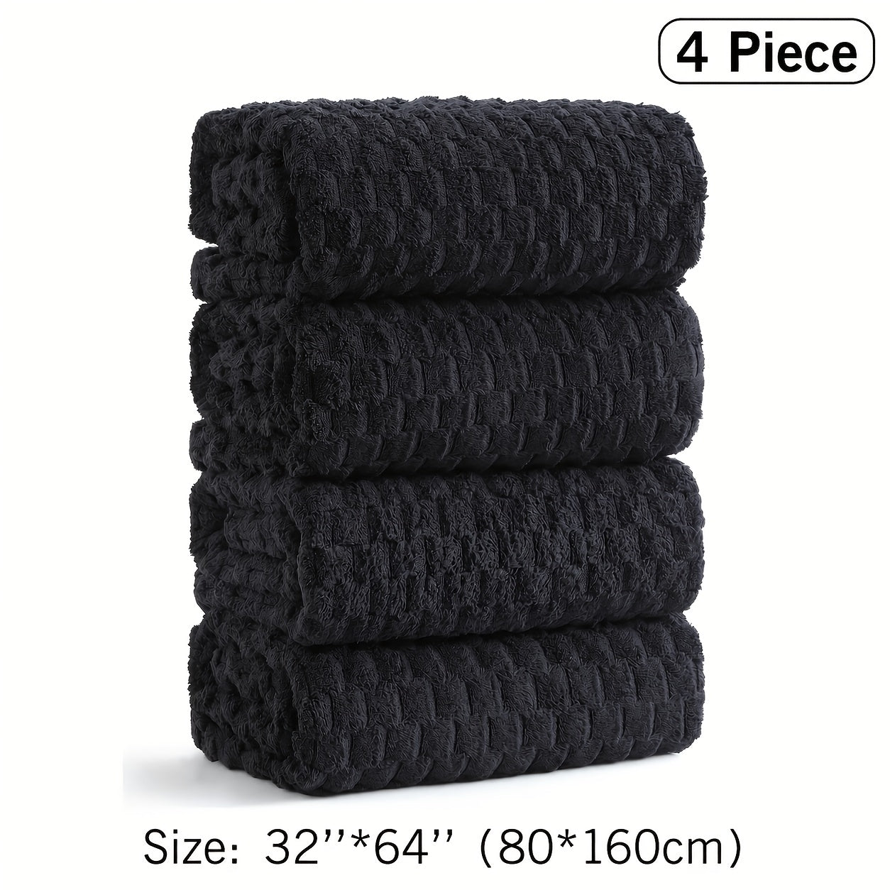 Oversized Bath Towel Set 800GSM 32x64 Inch Extra Large Microfiber - Ultra Soft Quick Dry Striped Spa Grade | Single or 4pcs Random Color | Beige White Light Blue Dark Gray | Modern Coastal Home Gift