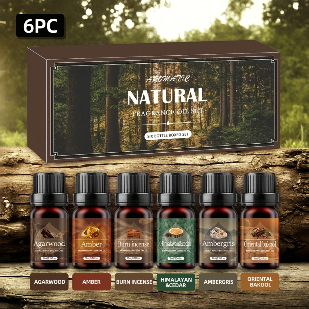 Agarwood Essential Oil Set 6pcs ¨C Luxury Woody Fragrance Blend for Diffuser, Candle, Aroma Stone & Car | Ramadan, Christmas & Holiday Gift