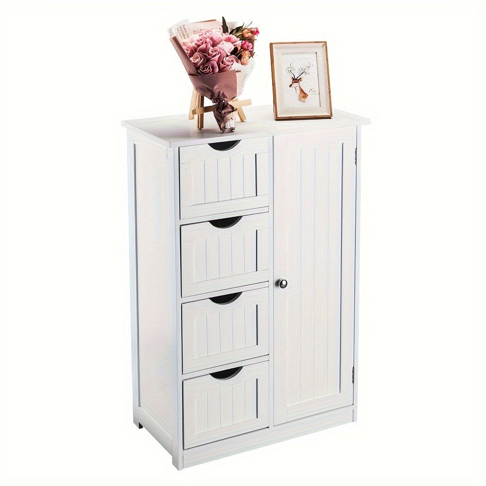 Bathroom Storage Cabinet with Drawers ¨C Waterproof Freestanding Floor Cabinet with 4 Drawer Organizer for Bathroom, Bedroom, Living Room