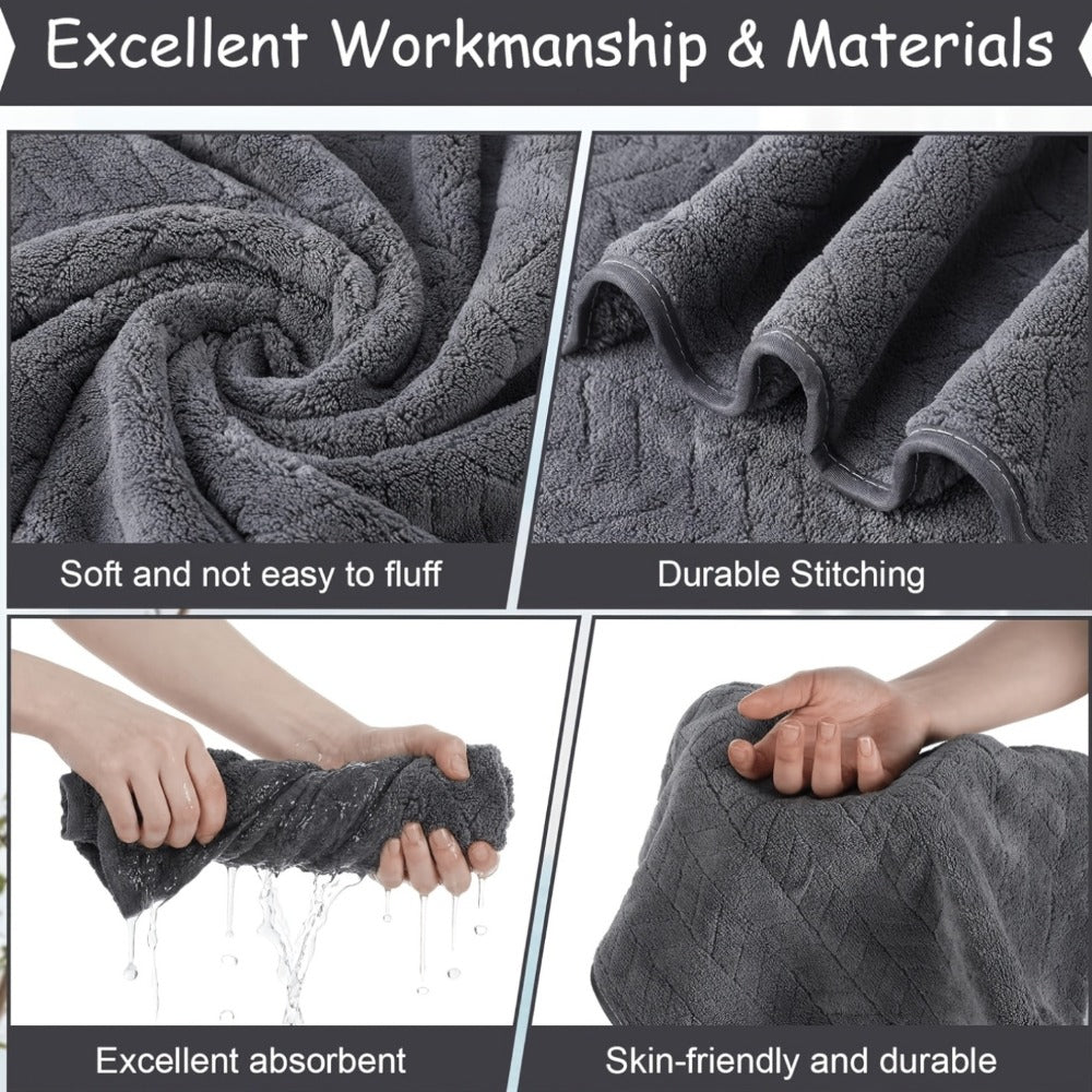 Microfiber Bath Towel Set 18/20pcs - Coral Fleece Absorbent Quick Dry Soft Large Bath Towels for Home Bathroom Spa Gift with Washcloths Bath Ball