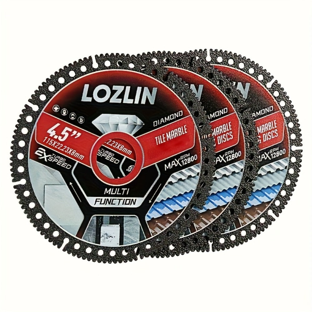 Diamond Tile Saw Blade 4.5 Inch Ultra Thin 3 Pack Precision Cutting for Tile Porcelain Marble Granite Ceramic Trim Chamfer Angle Grinder Compatible Dry Wet Cutting Disc