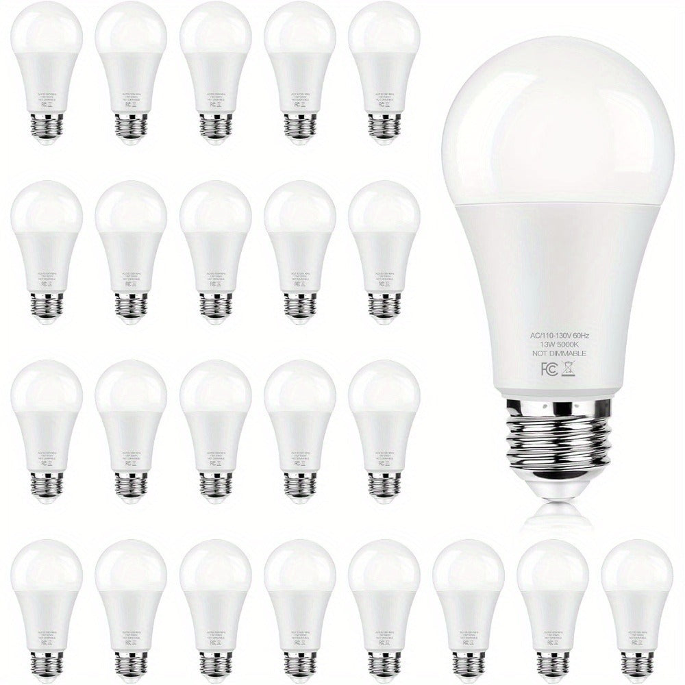 LED Light Bulbs 100W Equivalent A19 13W E26 Base 1500 Lumens Super Bright Non-Dimmable No Flicker Bulb for Home Bedroom Office Lamp 3000K Warm White 5000K Daylight 12 Pack 24 Pack