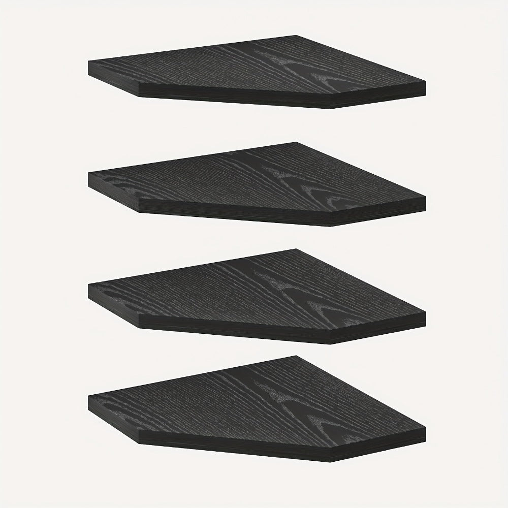 Floating Corner Wall Shelf 5-Sided Wall Mounted Storage Rack - Modern Display Unit for Bathroom, Kitchen, Bedroom & Living Room - Set of 2, 4 or 6 in Brown, Black or White