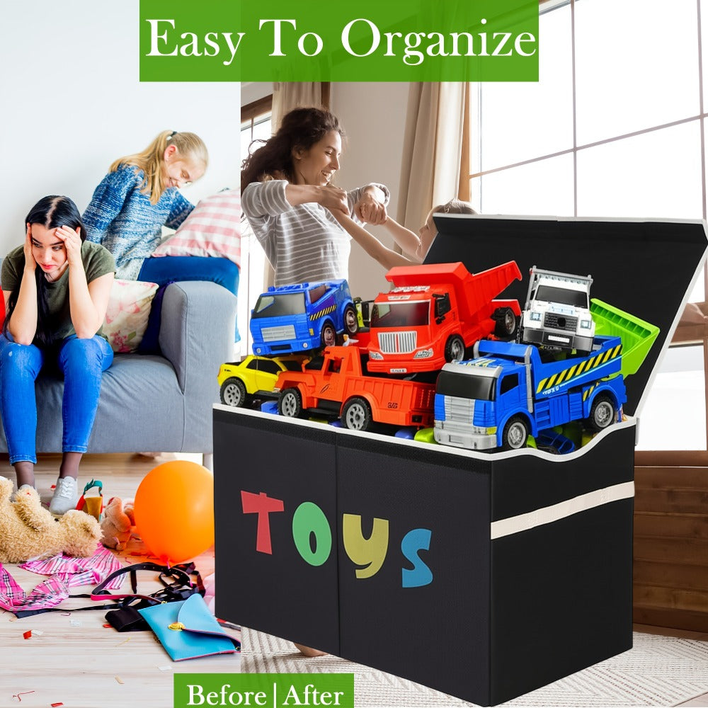 Extra Large Collapsible Kids Storage Chest with Lid ¨C 31.7 Gal Toy Box Organizer Bins for Boys Girls Bedroom Nursery Living Room
