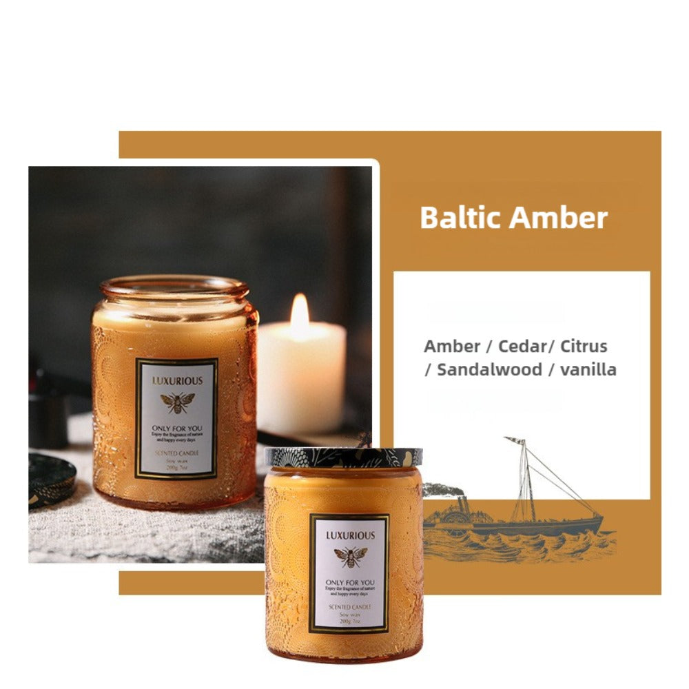 Scented Candle in Relief Glass Cup ¨C Aromatherapy Home Fragrance with Crystal Embellishment, Single Wick, Multiple Scents ¨C Jasmine, Tuberose, Amber, Sage & More