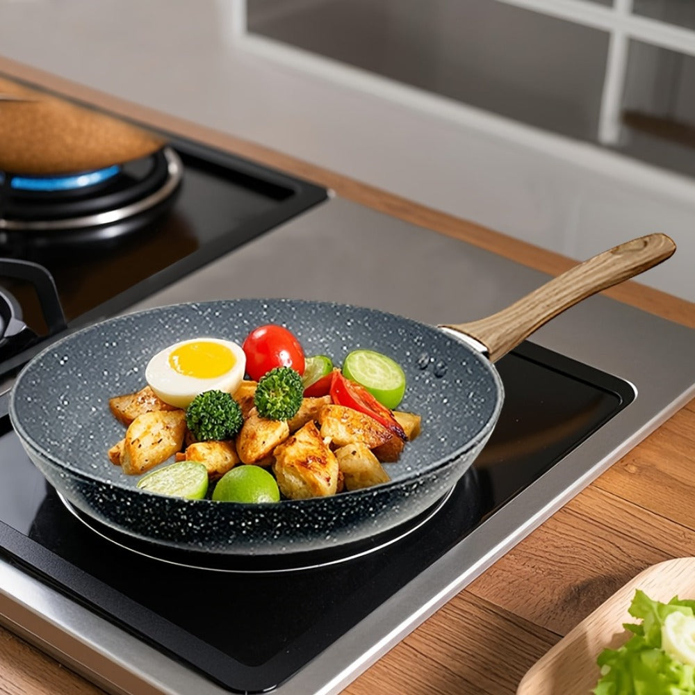 Non-Stick Frying Pan Set 3-Piece 7 9.5 11 Inch ¨C Dishwasher Safe Skillet Set with Insulated Handle | Induction Compatible Home Kitchen Pans in Beige Grey & Black | Durable Even-Heating Cookware