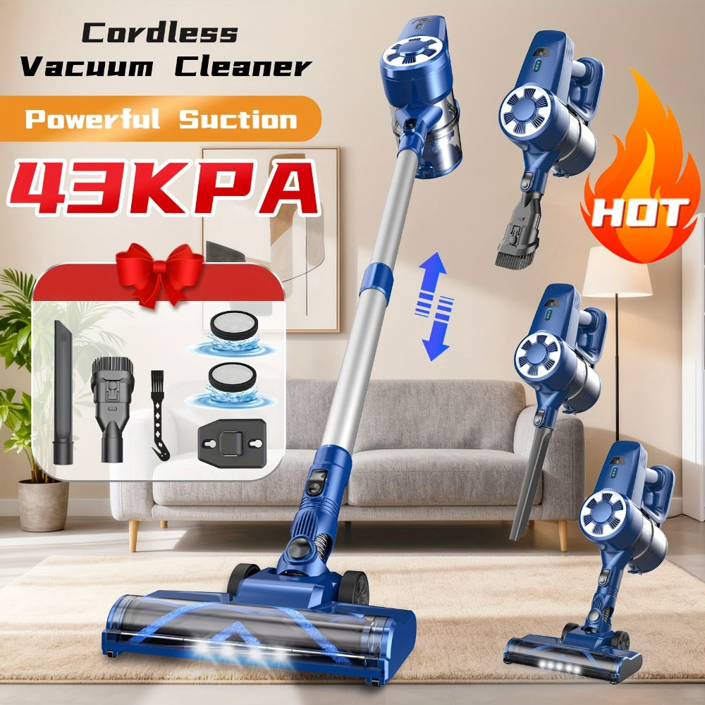 Cordless Vacuum Cleaner 2-in-1 Corded 70KPA Powerful Suction | 6-in-1 Handheld Vacuum with Detachable Battery 45-Min Runtime LED Brush Head 50.5oz Dust Cup | For Hardwood Floor Carpet Pet Hair Home Car