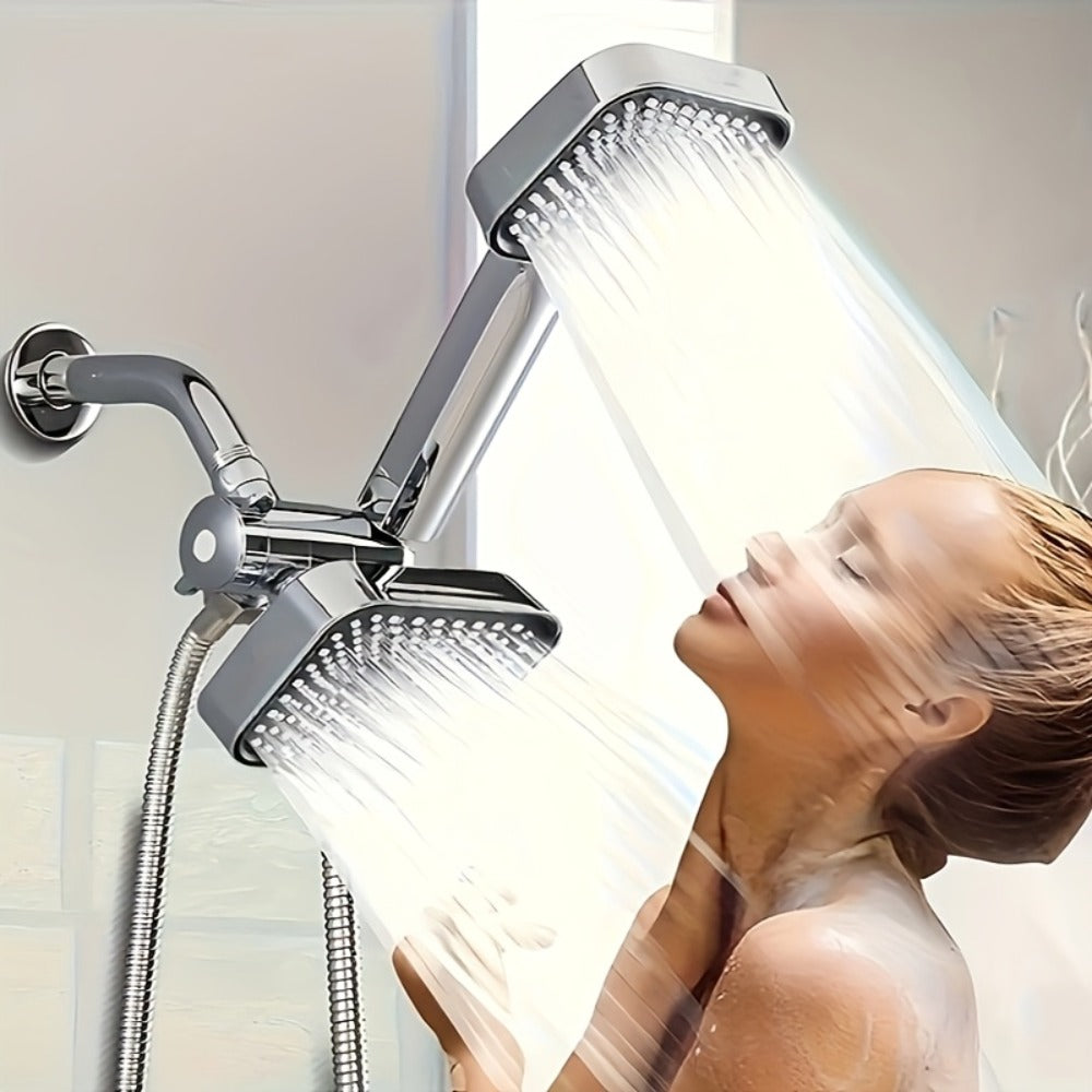 2-in-1 High Pressure Handheld Shower Head Set with Rain Showerhead ¨C Long Hose T-Valve ABS Wall Mount Bathroom Upgrade