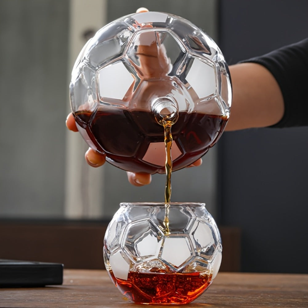 Football Shaped Whiskey Decanter Set with 4 Cups 30oz - Unique Birthday Gift for Men, Dad Gift, Valentine's Day Gift, Home Bar Decor, Christmas Gift