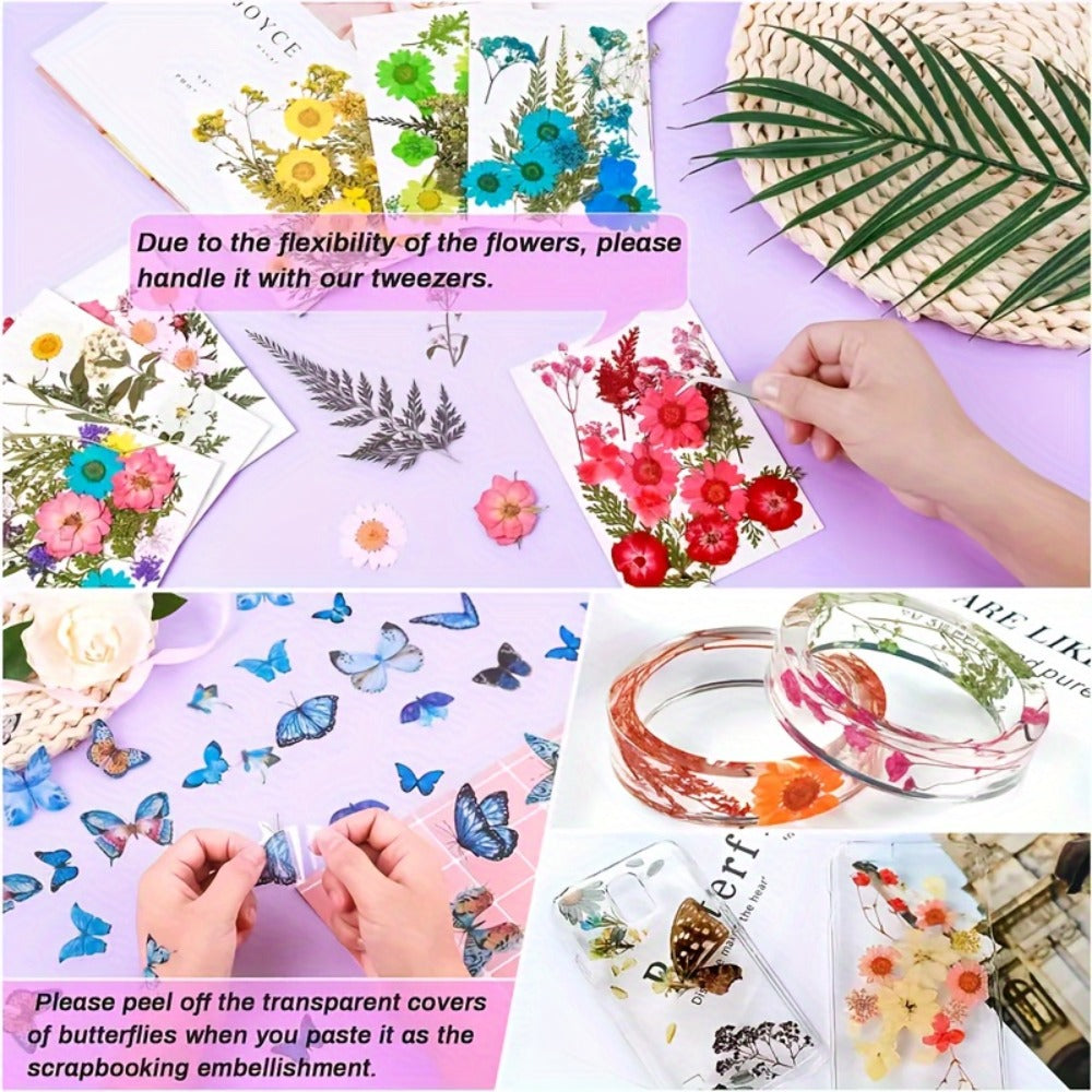 Dried Flower Set for Crafts ¨C Real Pressed Flowers for Resin, Scrapbooking, Epoxy Jewelry, Bookmarks, Wedding Cards & Art Decoration, 189 / 238 / 287 / 319 Pieces Mixed Variety Pack