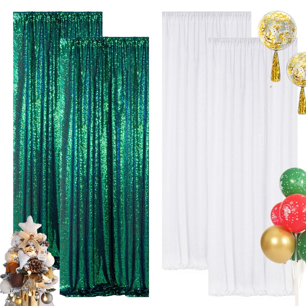 Sequin Backdrop Curtain for Party Wedding - 4x8ft Shimmering Glitter Curtain for Birthday Photo Booth Stage Decoration, Easy Hang, Multi-Color