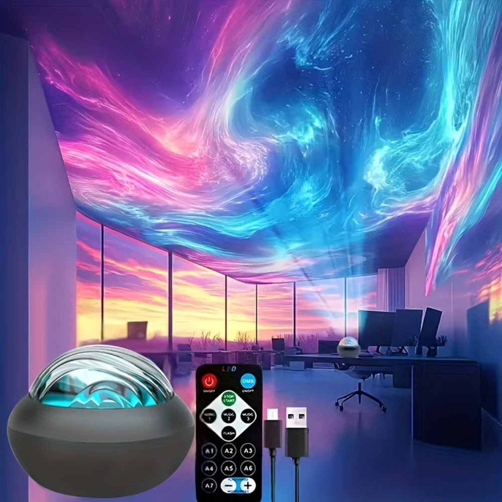 LED Star Projector Night Light USB Powered, 7-Star Galaxy Starry Sky & Water Ripple Effect Lamp for Bedroom Camping Wedding Home Decor, Holiday Gift