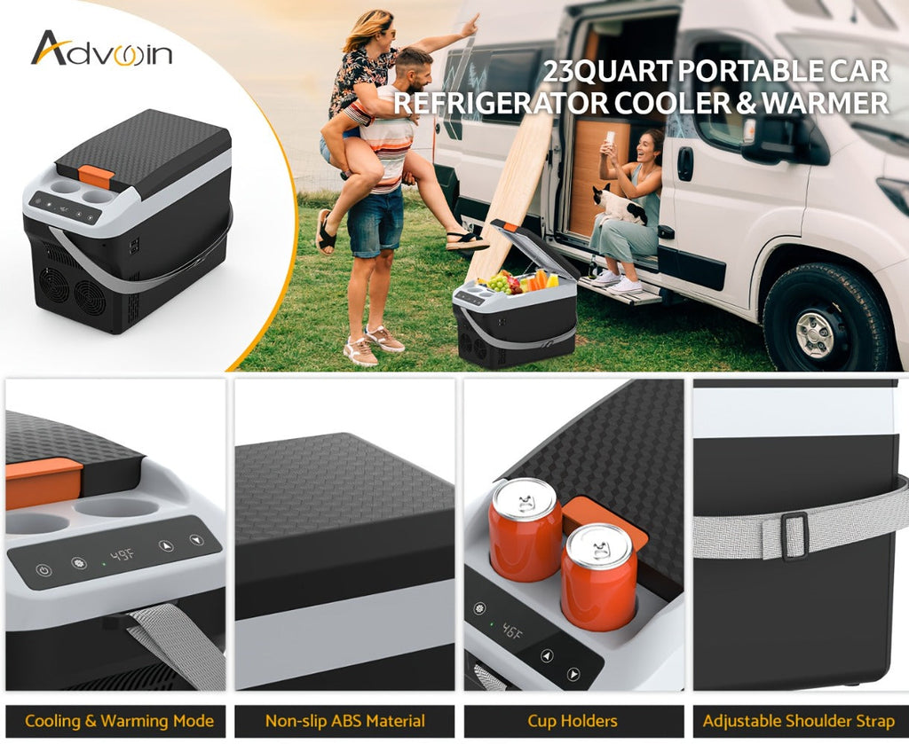 Portable Car Refrigerator Cooler & Warmer, 12V/24V DC & 120V AC Thermoelectric Fridge with Dual-Core Cooling ¨C 23 or 31 Quart Electric Cooler for Camping, RV, Road Trip and Fishing