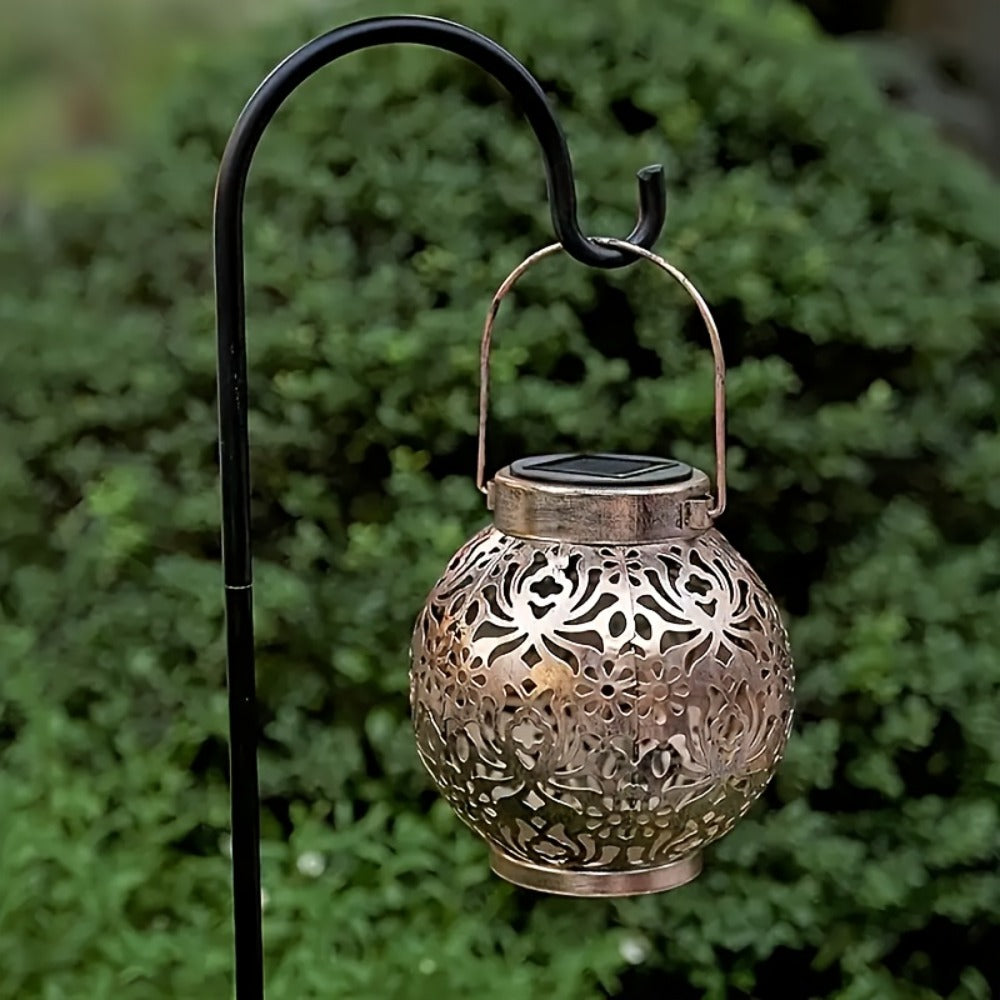 Solar Metal Peony Lantern Outdoor Hanging Light, IP65 Waterproof Floral Decorative Lantern for Garden Patio Tree, Halloween Christmas Party Festive Lighting ¨C Boho Vintage Garden Decor Gift