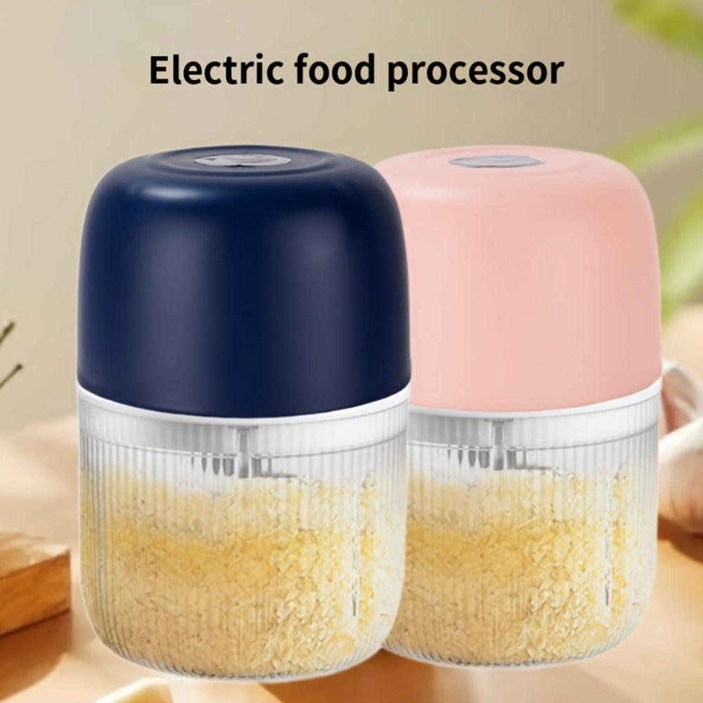 Electric Garlic Chopper USB Rechargeable Mini Food Chopper with 800mAh Battery - Portable Vegetable Garlic Grinder Onion Blender for Garlic Ginger Chili Fruits Meats - Kitchen Gadget Gift