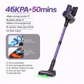 Cordless Vacuum Cleaner 46KPA Powerful Suction Lightweight Detachable Battery Anti-Tangle V-Shaped Brush 6-Stage Filtration 1.8L Dust Cup for Hard Floor Carpet Pet Hair Home