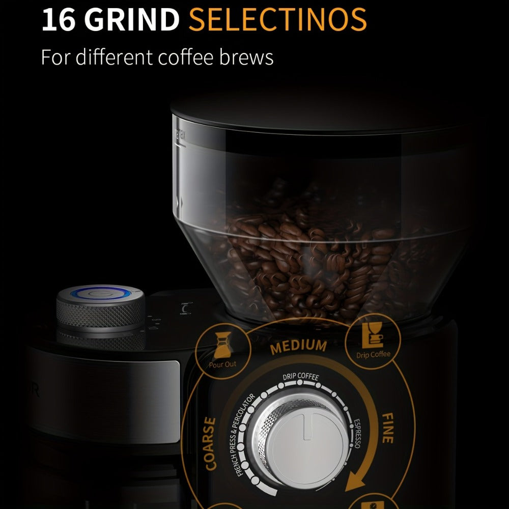 Burr Coffee Grinder Electric 16 Grind Settings Adjustable Burrs for 2-14 Cups Espresso Drip Pour Over French Press Home Barista Coffee Bean Grinder
