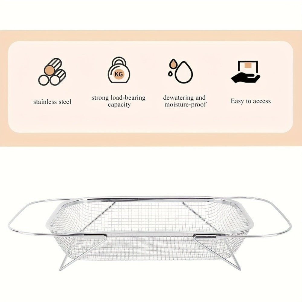 Expandable Stainless Steel Colander & Drain Basket ¨C Adjustable Strainer for Vegetables, Fruits & Kitchen Sink Use