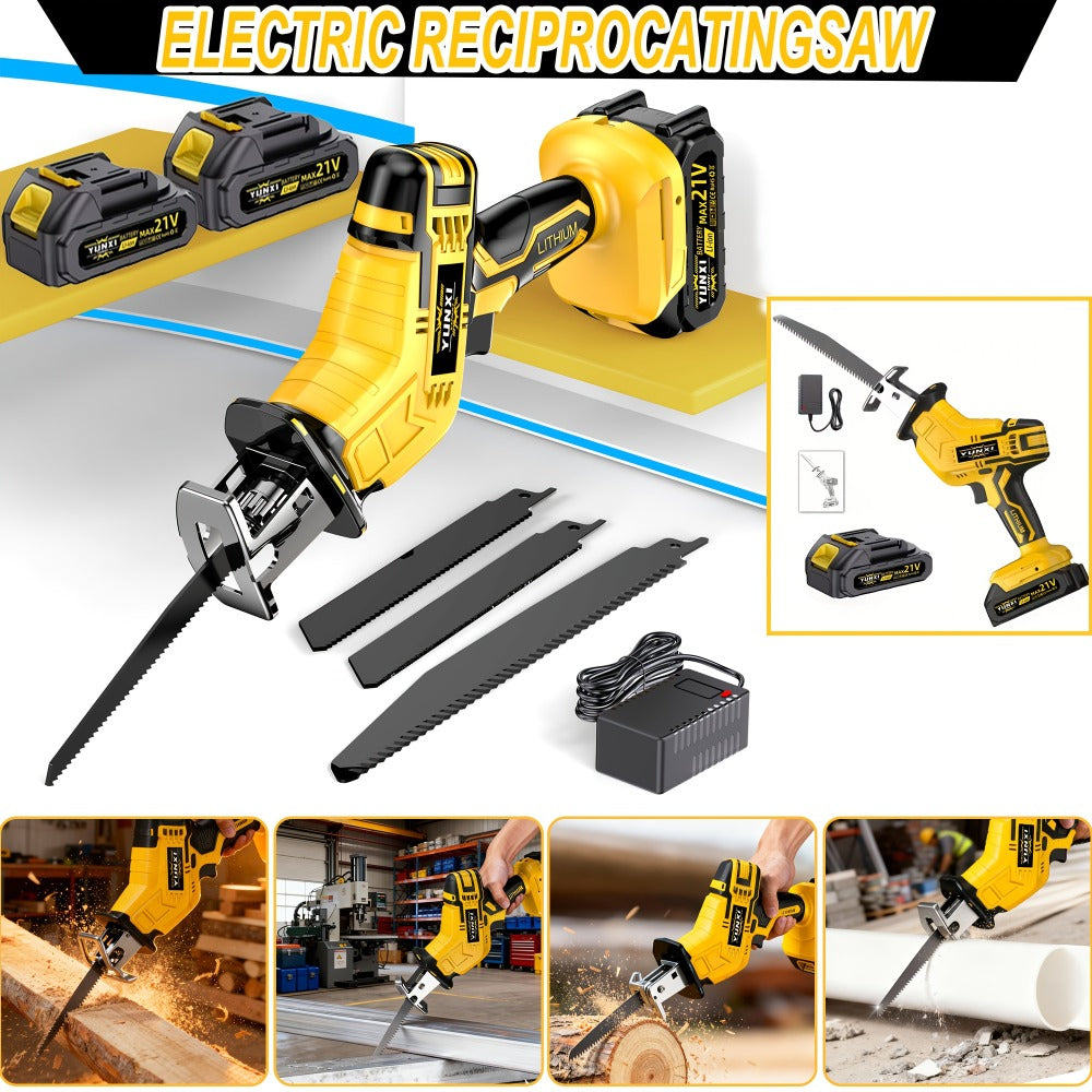 Cordless Reciprocating Saw - Electric Reciprocating Saw with Safety Lock, Large Capacity Battery & Charger, Variable Speed for Wood, Metal & Demolition Cutting, DIY Home Renovation Power Tool