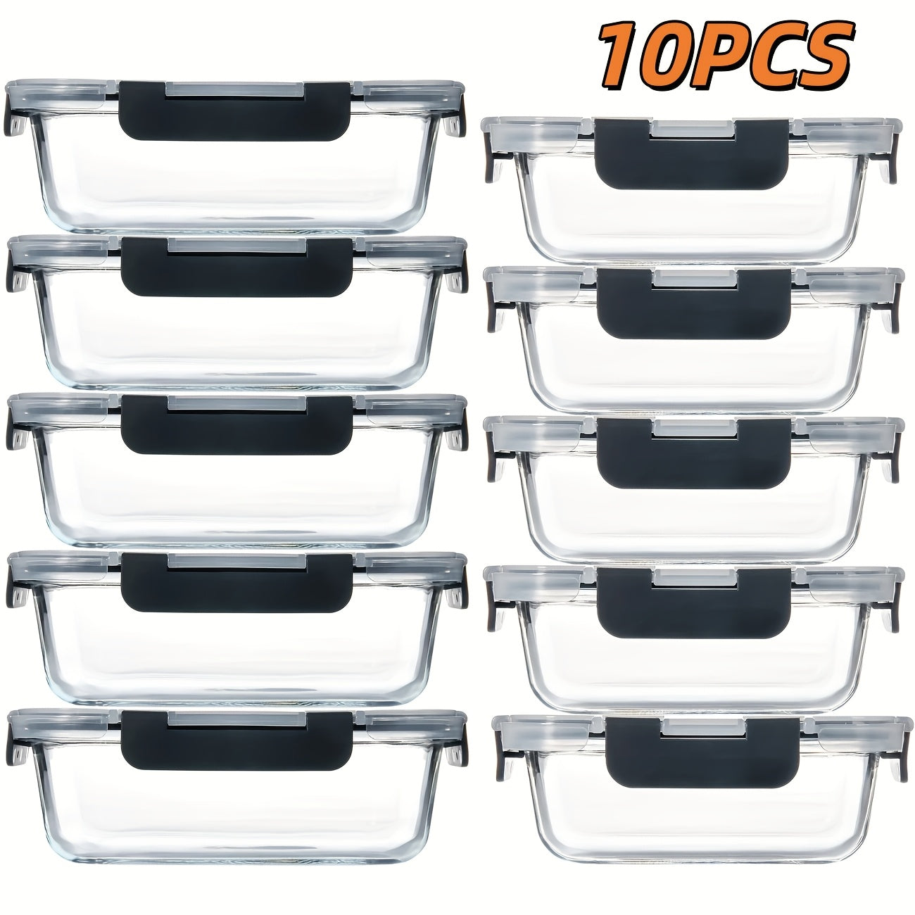 Borosilicate Glass Food Storage Containers Set ¨C 10/12/17pcs Airtight Meal Prep Bento Boxes with Locking Lids, BPA Free, Microwave & Dishwasher Safe, Leak Proof, Mixed Colors