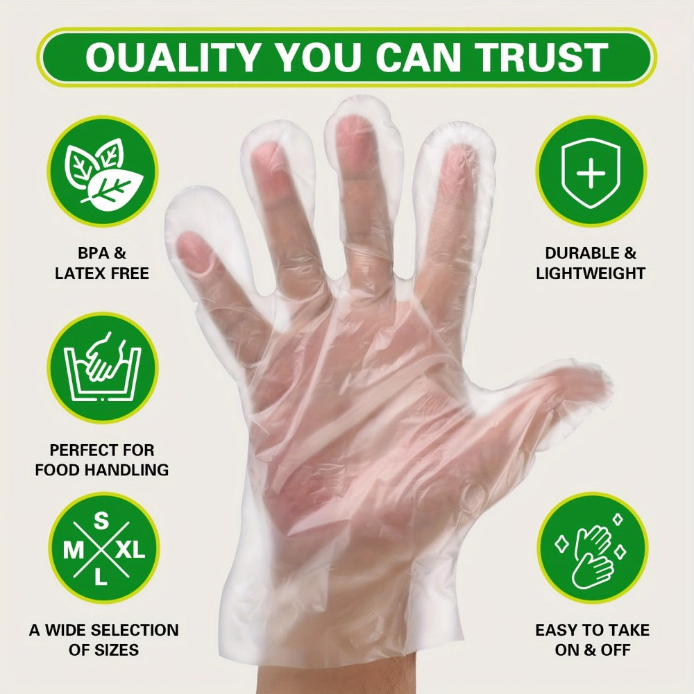 Clear Poly Disposable Gloves 200/1000PCS Oil Resistant Food Safe Cooking Cleaning Gloves S M XL
