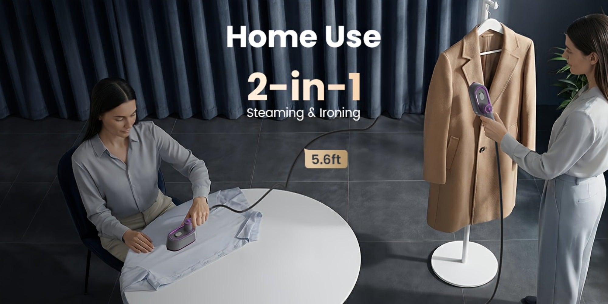 Mini Travel Steamer 2-in-1 Dry Steam Iron Foldable 180 Degree Handle 15-Second Heat 85ml Leak-Proof Tank ETL Certified for All Fabrics Home Travel Purple Black