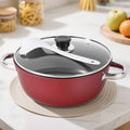 Nonstick Stock Pot with Lid 10 Inch Stone Derived Coating Iron Core Even Heating Induction Compatible Soup Pot for Stewing Boiling Family Dinners