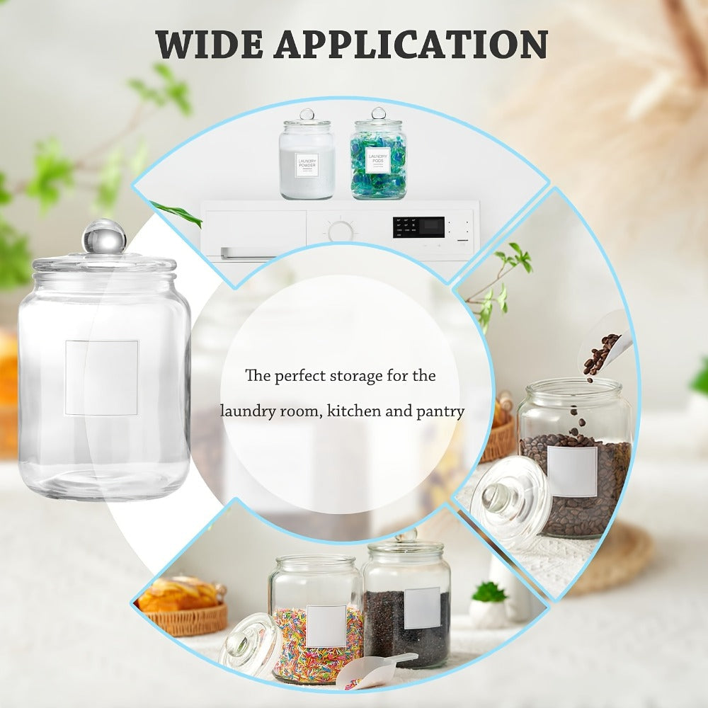 Half Gallon Glass Jars with Lids Airtight Set of 4 | Large Clear Storage Containers for Pantry, Kitchen & Laundry Room ¨C Wide Mouth Food Organization Jars with Bamboo Lid Option