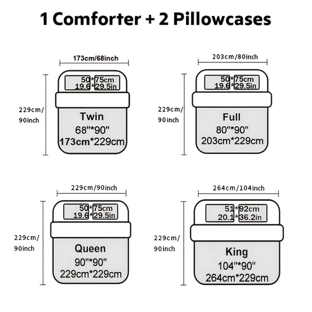 Kids Comforter Set 3 Piece Soft Breathable Quilt with 2 Pillowcases - Digital Print Bedding Set for Bedroom Dorm, Twin Full Queen King, Boys Girls Bed Set
