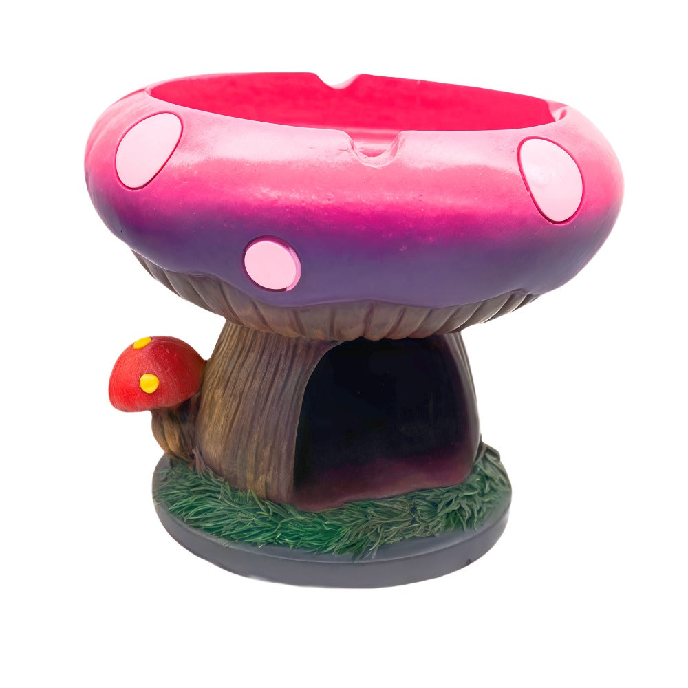 Mushroom Ashtray with Storage Compartment Whimsical Resin Mushroom Shaped Ashtray 5.3x4.5 Inch Purple Pink Cute Ashtray with Cigarette Butt Slot Funny Home Office Decor Unique Desk Accessory