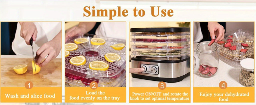 Food Dehydrator 240W with Temperature Control | BPA-Free Dishwasher-Safe Trays, Electric Food Dryer for Jerky, Fruits, Herbs & Vegetables, Recipe Book Included ¨C 5-Tray & 8-Tray Options