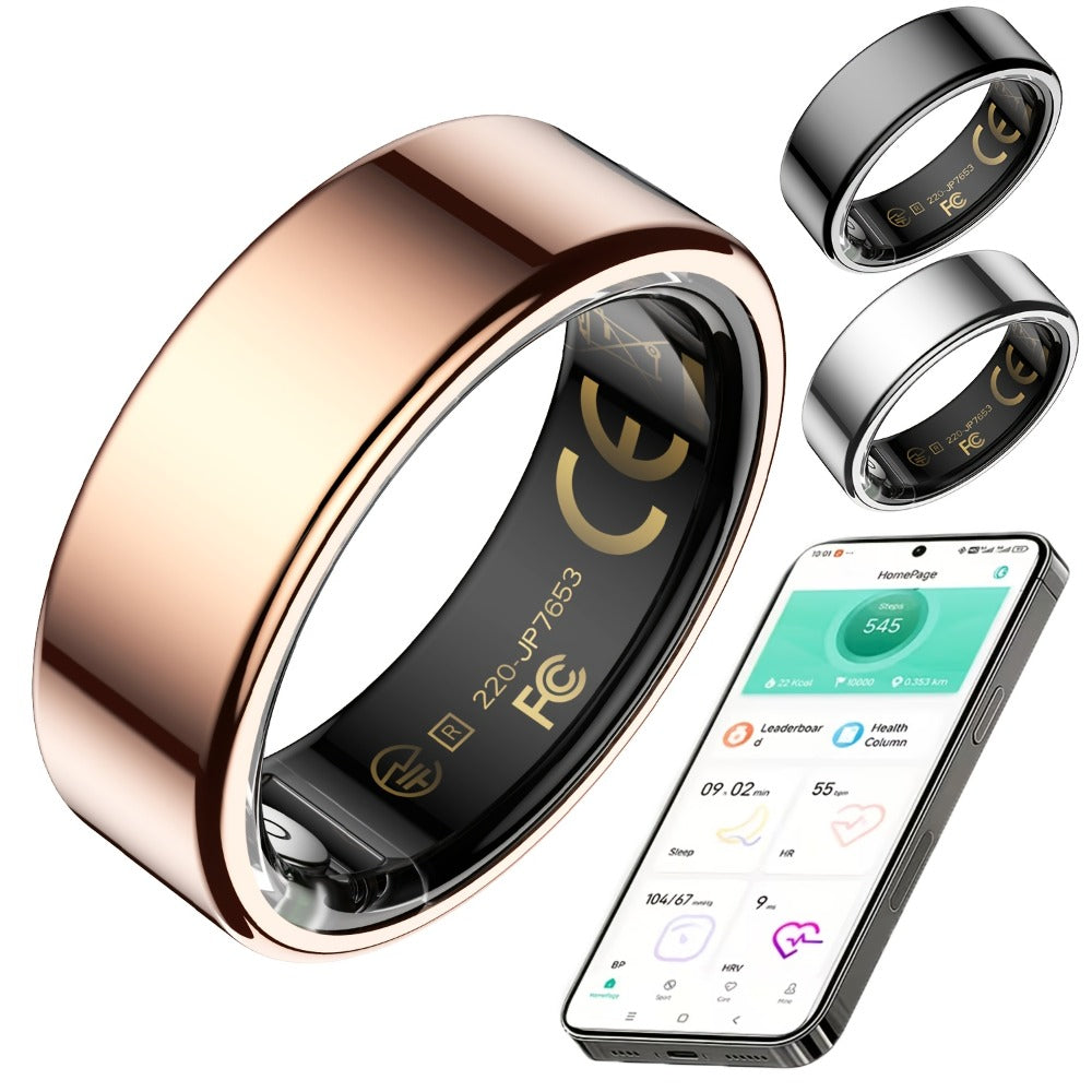 Smart Ring Health Fitness Tracker - Sleep Monitor Heart Rate Temperature Blood Pressure Pedometer Calorie Menstrual Cycle Tracker, Bluetooth 5.0 Compatible with iPhone Android, No Subscription Fee