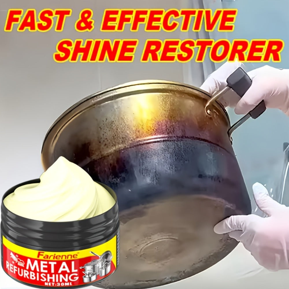 Metal Polishing Paste with Sponge Chrome & Stainless Steel Polish Gloss Agent No Residue Coconut Oil Formula for Painted Metals Car Jewelry Household