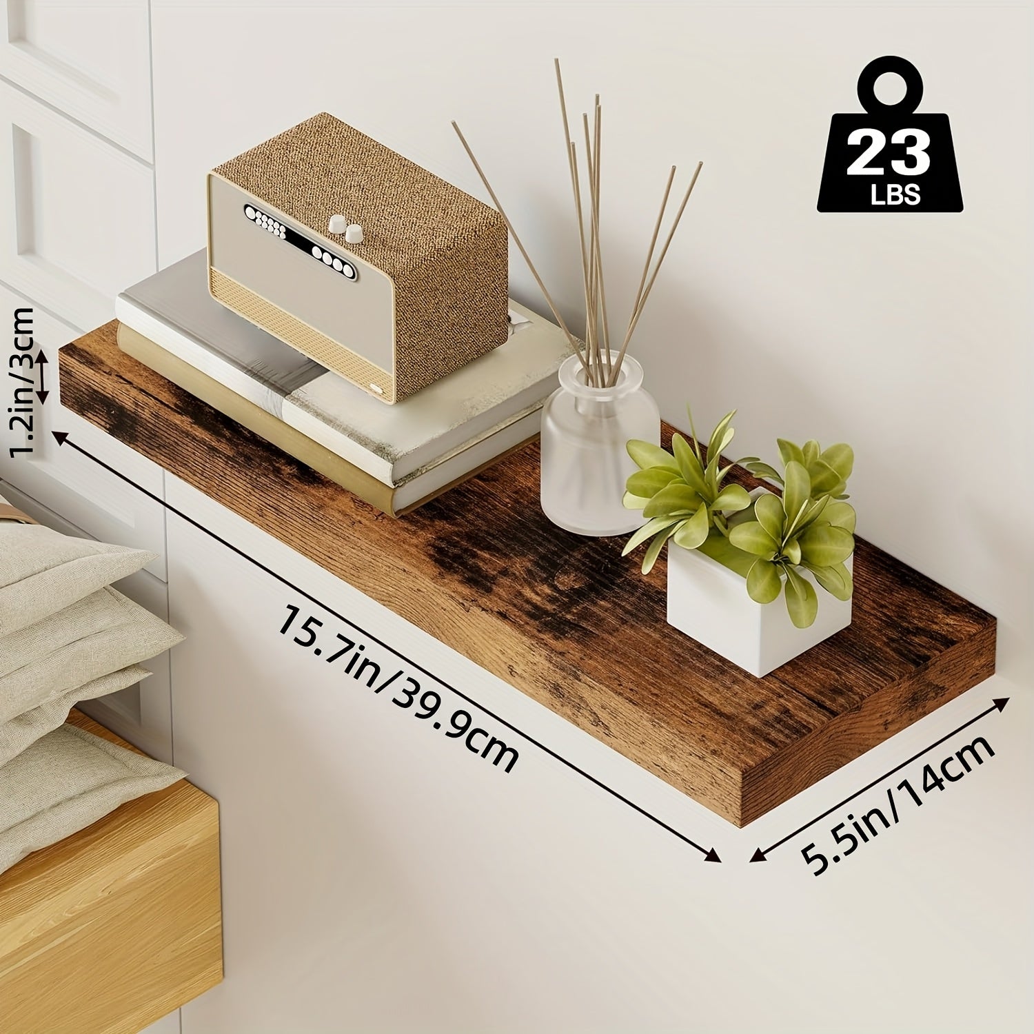 Floating Wall Shelves Set ¨C Wooden Wall-Mounted Shelves for Living Room, Kitchen & Bathroom (2/4/6pcs, 15.7¡±/19.7¡±/22¡±)