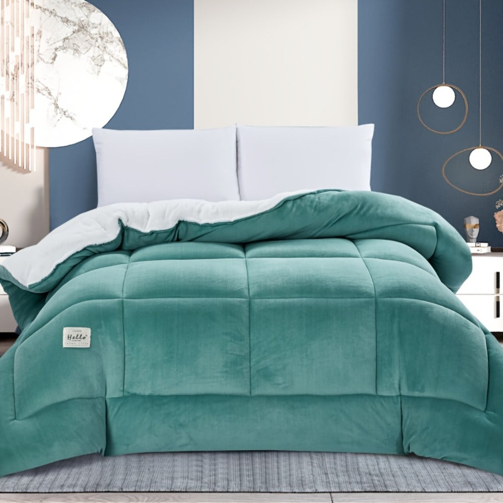 Thick Soft Comforter All Season Quilted Box Stitch Solid Color Breathable Machine Washable Bedroom Warm Autumn Winter Comforter