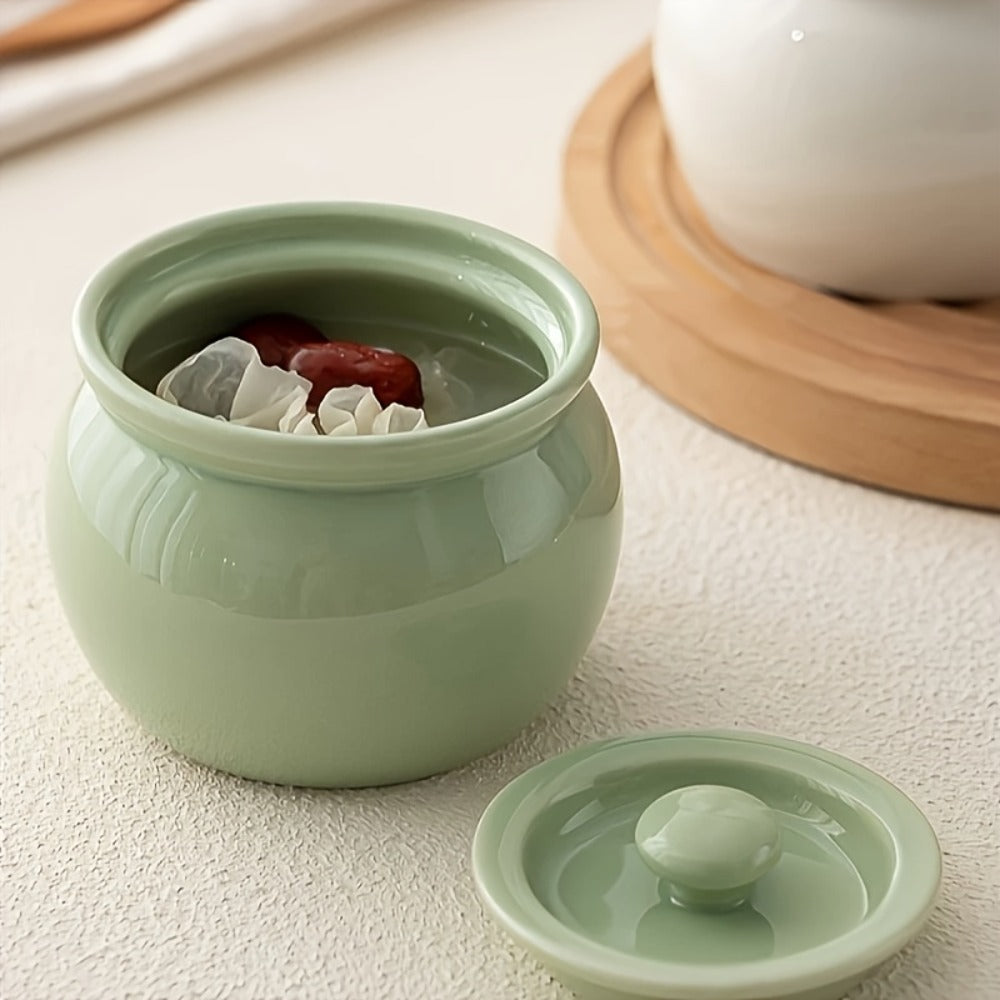 Ceramic Steam Stewing Pot - Water-Separated Clay Pot for Soups, Stews & Slow Cooking, Household Steaming Pot with Lid for One Person, Heat-Resistant Soup Pot for Stovetop & Kitchen Use