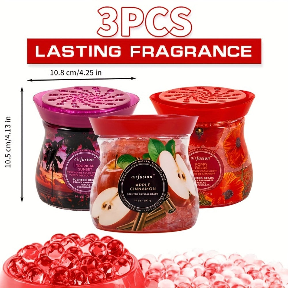 Air Freshener Scented Beads 3-Pack ¨C Long-Lasting Fragrance Beads, Multi-Purpose Odor Eliminator for Home, Car, Closet, Bathroom & Office, Essential Oil Aromatherapy, 6 Scents Available