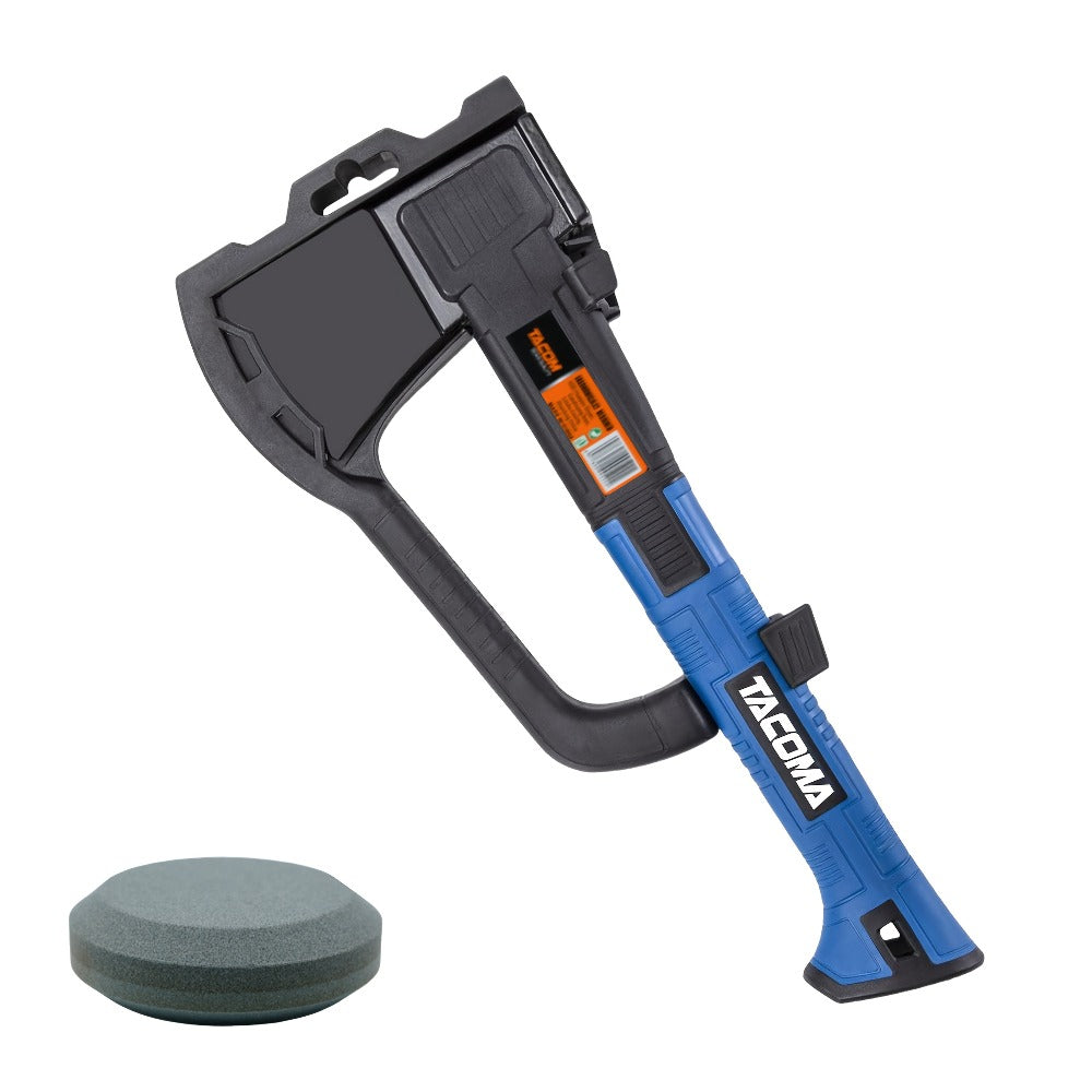 Camping Hatchet 15 Inch Splitting Axe 45 Carbon Steel with Nylon Rubber Non-Slip Handle ¨C Teflon Blade, Blade Cover & Optional Whetstone Set for Wood Chopping, Tree Cutting, Hiking Backpacking Outdoor