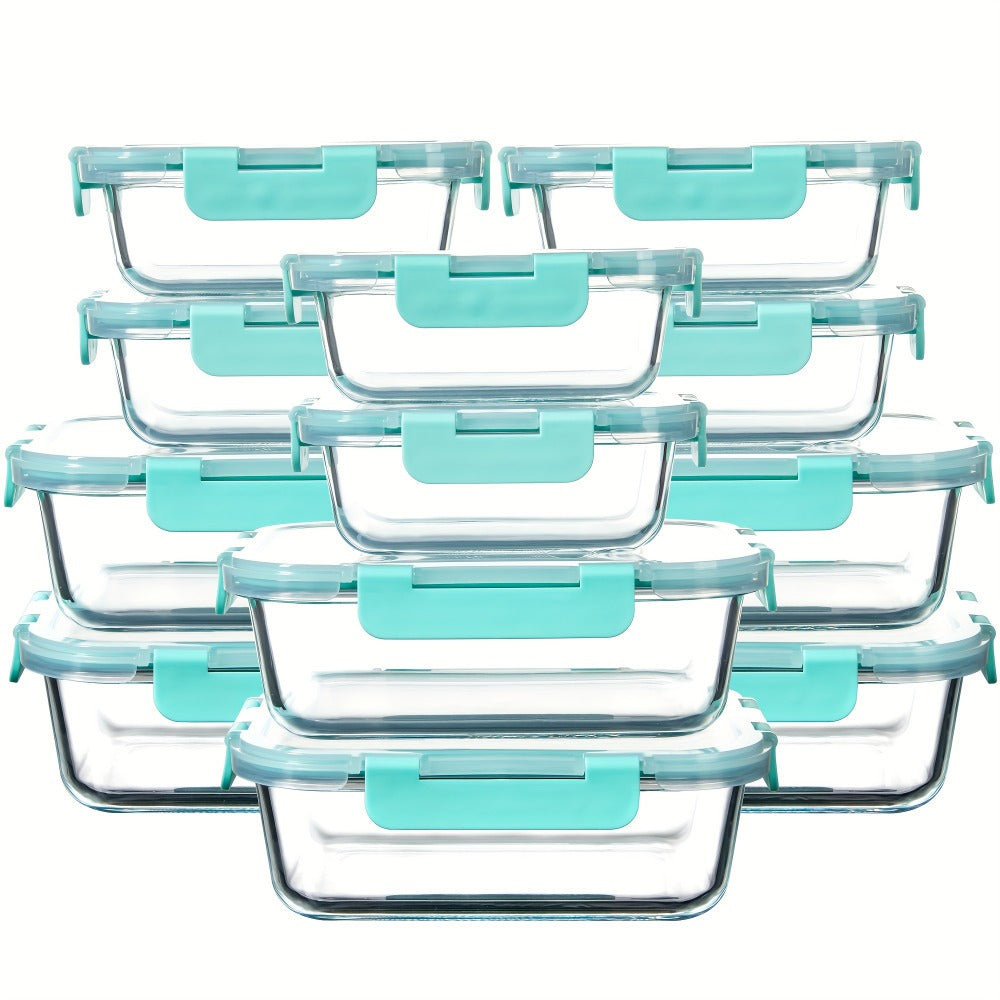 Glass Food Storage Containers with Airtight Lids - Borosilicate Glass Meal Prep Containers Set, Microwave Dishwasher Freezer Safe, BPA Free, Leak Proof Lunch Containers for Kitchen