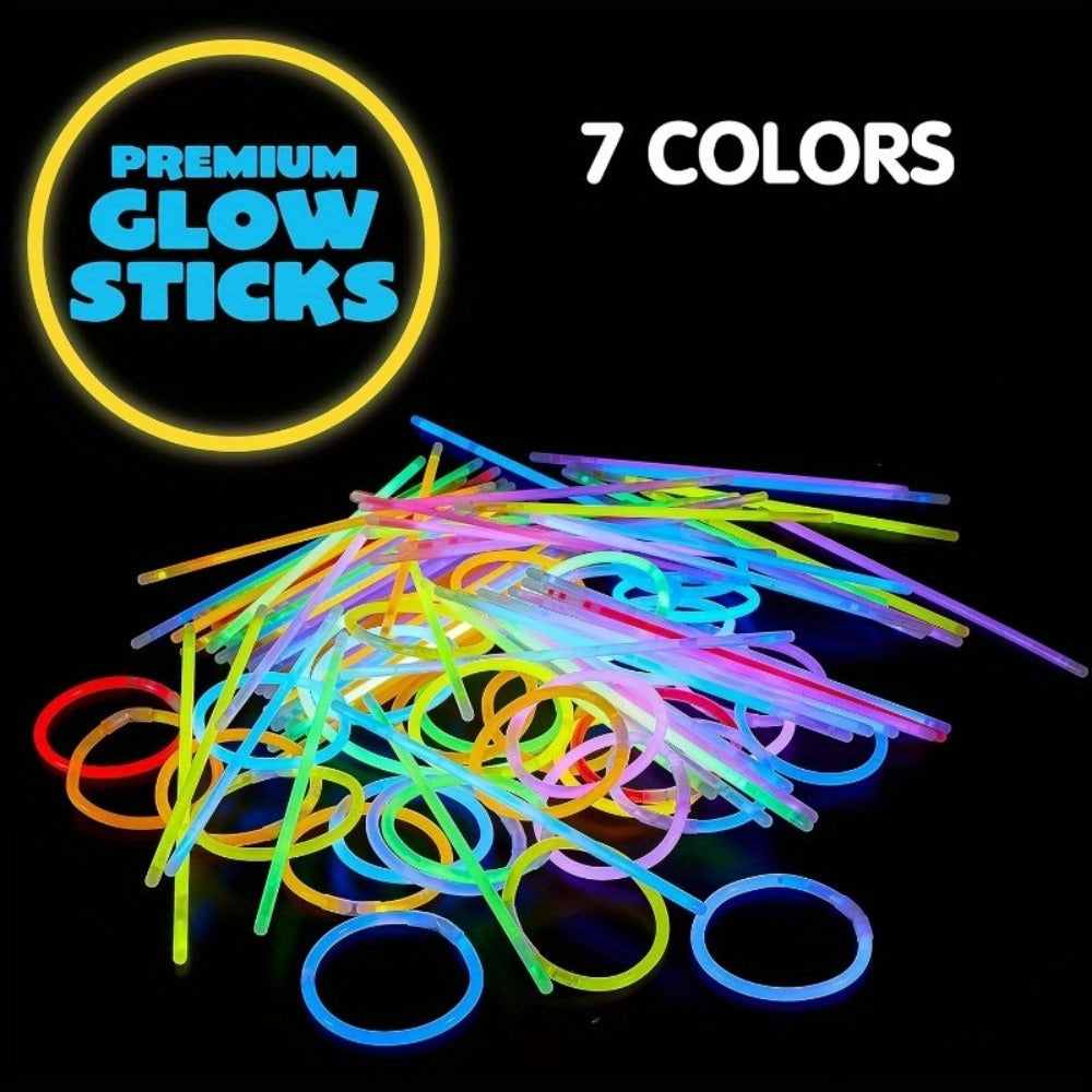 Glow Sticks Bulk 300 Pack 8 Inch Glow in the Dark Party Favors with Bracelet Connectors 7 Colors 6-Hour Glow for Halloween Christmas New Year Easter Birthday Pool Party Neon Party Supplies