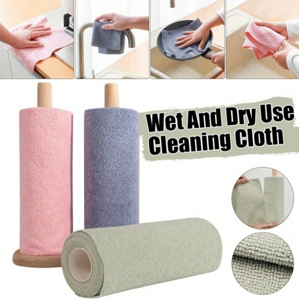 Reusable Microfiber Cleaning Towels 30-Pack, Kitchen Dish Cloth Roll, Absorbent Hand-Torn Disposable Napkins, Multi-Color Household Cleaning Cloths for Kitchen & Bath