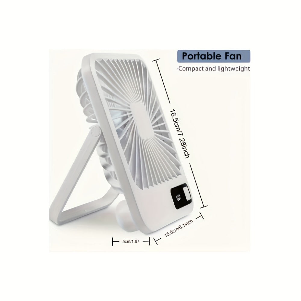 Mini Desktop Fan Square Design | Ultra-Quiet 5-Speed USB Rechargeable 1800mAh Portable Cooling Fan for Home, Office, Car & Travel ¨C Compact Lightweight Personal Desk Fan, White & Pink