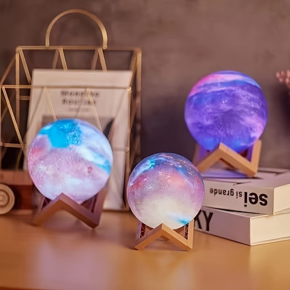 3D Moon Lamp 16 Colors LED Night Light with Remote Control USB Powered Solid Wood Stand 16 Inch Colorful Ball Moon Light Unique Birthday Gift for Bedroom Home Decor Kids Adults