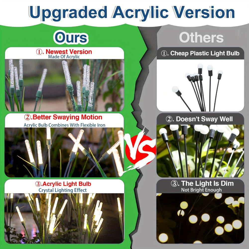 Solar Bubble Pathway Lights Outdoor 4 Pack ¨C IP44 Waterproof Acrylic Reed Stake Lights Auto On/Off Dusk to Dawn | Warm White Solar Powered LED for Garden, Yard, Driveway, Walkway & Patio Decor