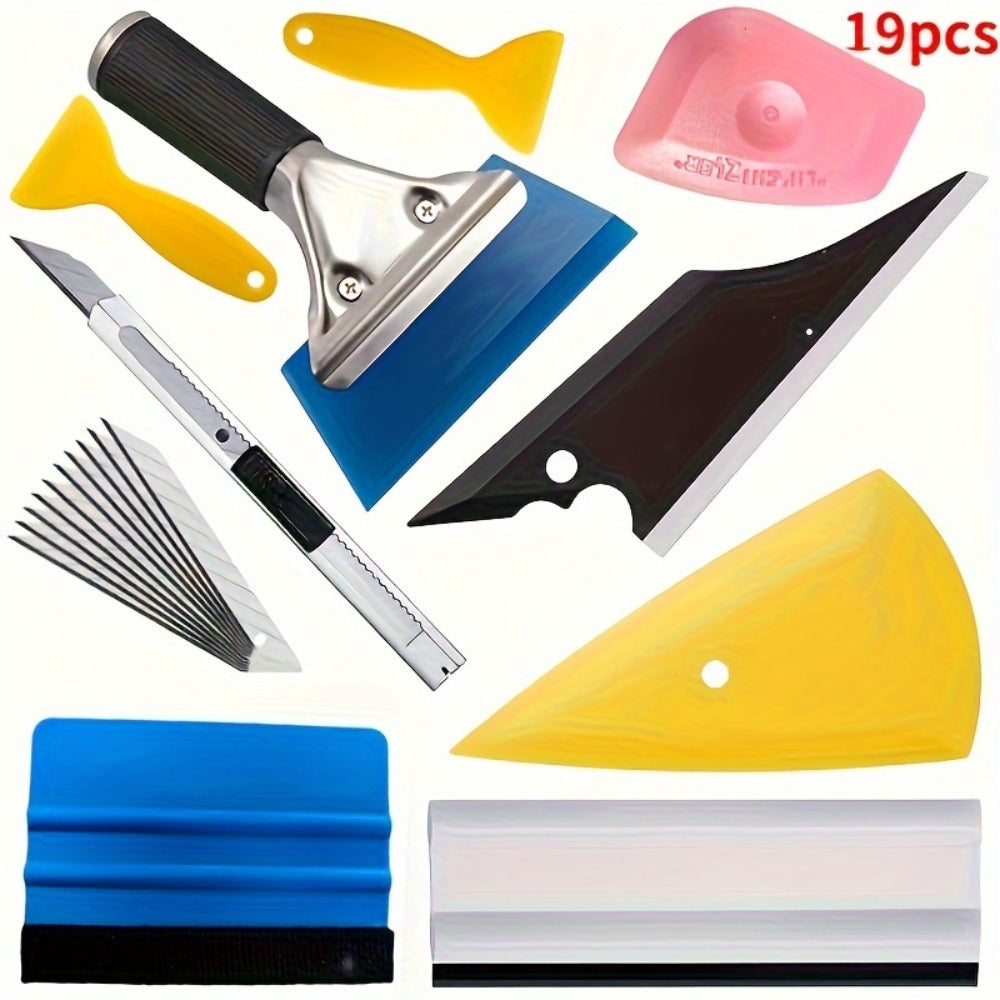 Car Window Tint Film Tool Kit 19/31pcs, Auto Window Film Installation Set with Squeegee Scraper, Plastic & Cowhide Scraper, Water Removal Tools for Car Wrap, Color Change & Transparent Film Application
